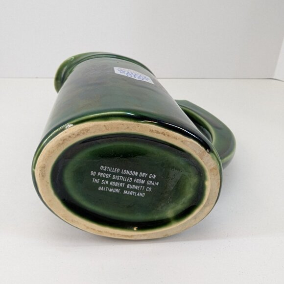 Sir Robert Burnett's White Satin Gin Shield Emblem Green Pub Jug Water Jug - Picture 6 of 6